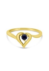 captivating round blue sapphire gemstone yellow gold birthstone baby ring